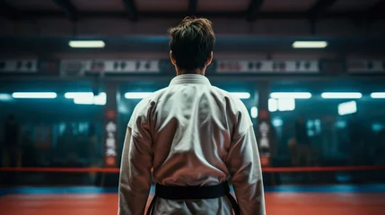 Foto op Aluminium karateka man in a kimono preparing for a fight, back view generative ai © Fukume