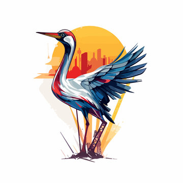 Crane in cartoon, doodle style. Isolated 2d vector illustration in logo, icon style, Eps 10. AI Generative