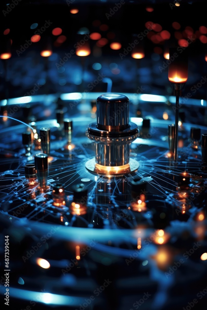 Poster a close up of a circuit board with candles. generative ai.
