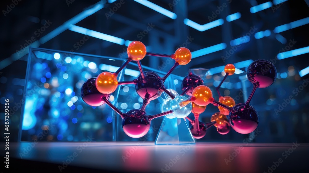Poster a close up of a model of a molecule. generative ai.