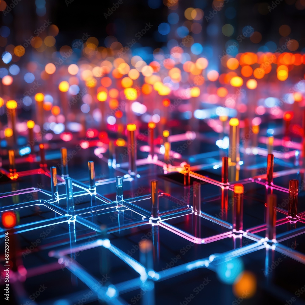 Aufkleber a bunch of lights that are on a table. generative ai.