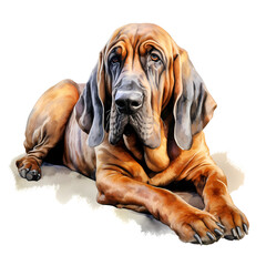 Watercolor Bloodhound Clipart - obrazy, fototapety, plakaty