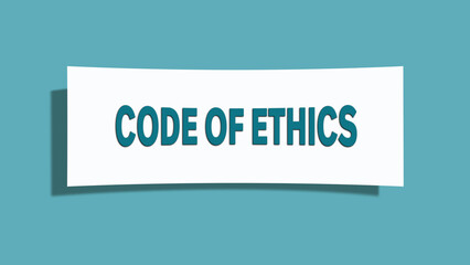 Code of Ethics symbol. A card in light green with words Code of Ethics. Isolated on white background.