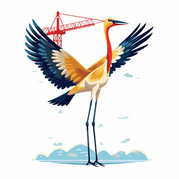 Crane in cartoon, doodle style. Isolated 2d vector illustration in logo, icon style, Eps 10. AI Generative