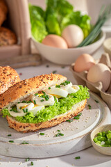 Healthy and delicious sandwich as vegan healthy breakfast.