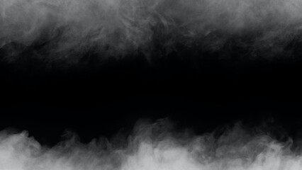 White smoke or fog isolated on black background. Soft Fog  on Dark Backdrop. Realistic Atmospheric...