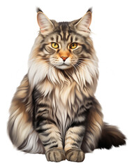 Obraz premium Regal Maine Coon Cat Sitting Proudly illustration