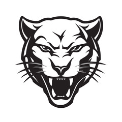 Panther in cartoon, doodle style. Isolated 2d vector illustration in logo, icon style, Eps 10, black and white. AI Generative