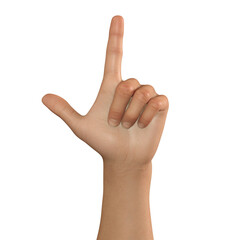 Hand Gesture Symbol Finger isolated 3D render Ilustration