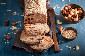 Fit delicacies bread freshly baked in home bakery.