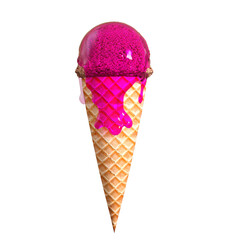 Ice Cream Melted isolated 3D render Ilustration