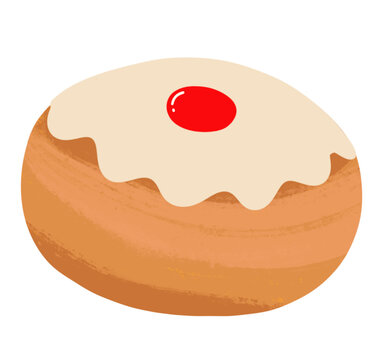 Dise&ntilde;o de Dona, Sufganiot para festividad de la luces  hanukkah con ricos elementos 
