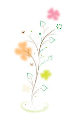 Vector seasonal abstract twig. Illustration of colorful spring, summer, autumn floral abstract on a white background.