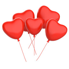 red love Balloons isolated 3D render Ilustration