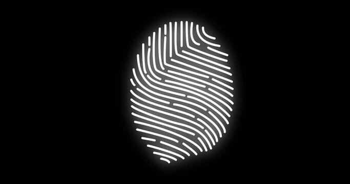 Finger print animated icon. Fingerprint lock secure concept. Security logo or icon with unique fingerprint animation on black background.