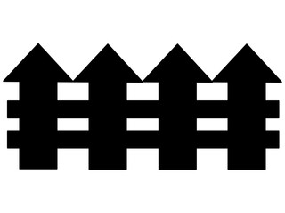 The black house fence forms an arrow