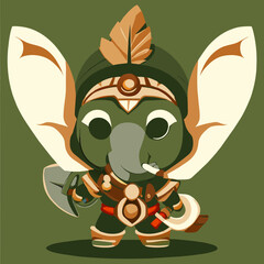 Elephant warrior Big eye cute full body