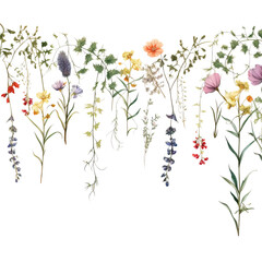 Watercolor Wildflower border coloring 