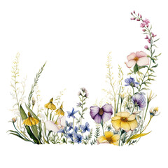 Watercolor Wildflower border coloring 