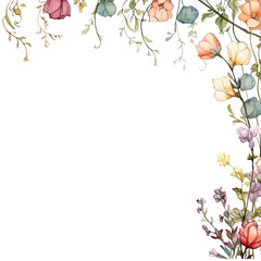 Watercolor Wildflower border coloring 