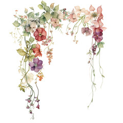 Watercolor Wildflower border coloring 