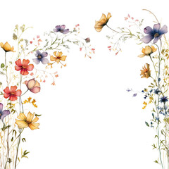 Watercolor Wildflower border coloring 