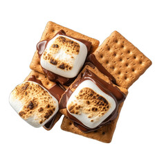 Top View of S'mores Isolated on Transparent or White Background, PNG