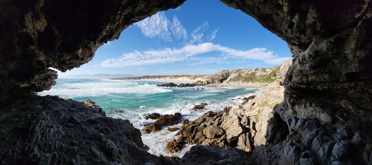Ocean view from the cave in De Kelders, South Africa 