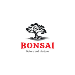 Bonsai tree assets for logo design,Bonsai logo design vector illustration