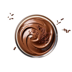 Chocolate Mousse from a Top View Isolated on Transparent or White Background, PNG