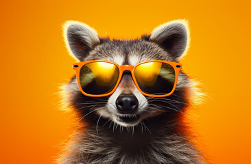 Summer Vibes: Raccoon Rocking Orange Sunglasses
