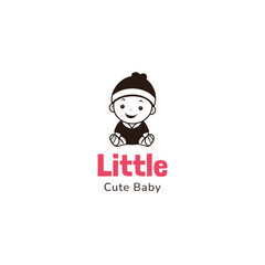 Cute Baby Logo Design Vector,smiling cute baby face vector
