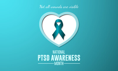 National Post Traumatic Stress Disorder (PTSD) Awareness Month Background Vector Illustration 