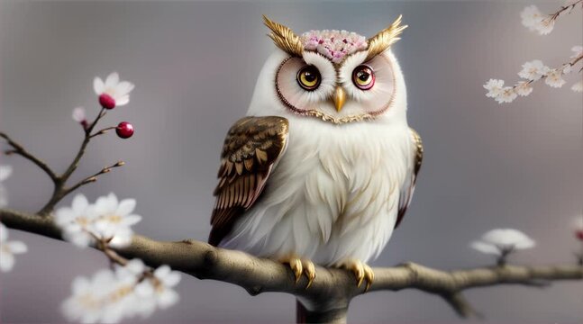 桜の木のフクロウ｜cherry tree owl Generative AI