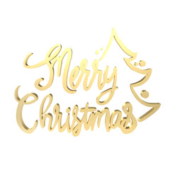 The Gold text  for Christmas or Holiday concept 3d rendering