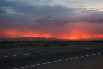Fiery Sunset Sky over El Paso Highway
