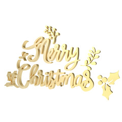 The Gold text  for Christmas or Holiday concept 3d rendering