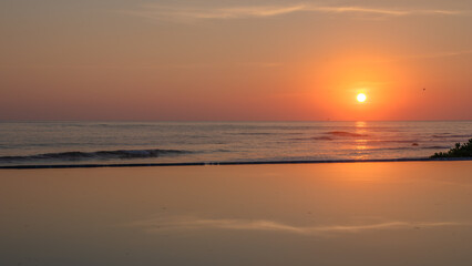 Sunset reflection at punta de mita beach in Nayarit