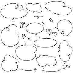 手書きの吹き出しセット　バリエーションセット　ベクター