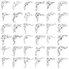 Vector illustration of decorative corner frame set. Set Hand Draw of Corners Different Shapes Flower Decoration Vector Design Doodle Sketch Style for Wedding and Banner. 