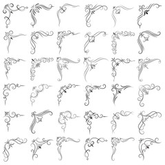 Vector illustration of decorative corner frame set. Set Hand Draw of Corners Different Shapes Flower Decoration Vector Design Doodle Sketch Style for Wedding and Banner. 