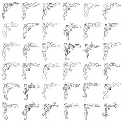 Vector illustration of decorative corner frame set. Set Hand Draw of Corners Different Shapes Flower Decoration Vector Design Doodle Sketch Style for Wedding and Banner. 