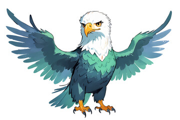 Fototapeta premium eagle colored watercolor illustration white background PNG 