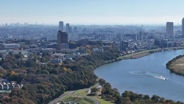 東京スカイツリー、日本のドローン映像、東京都、千葉県