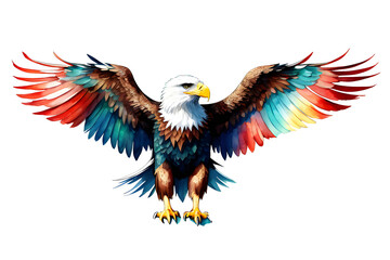 Obraz premium eagle colored watercolor illustration white background PNG 