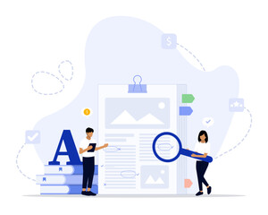 Editorial commission concept illustration. Suitable for landing page, ui, web, App intro card, editorial, flyer, 
and banner.