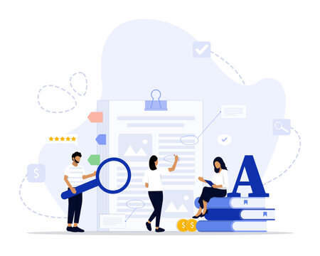 Editorial commission concept illustration. Suitable for landing page, ui, web, App intro card, editorial, flyer, 
and banner.