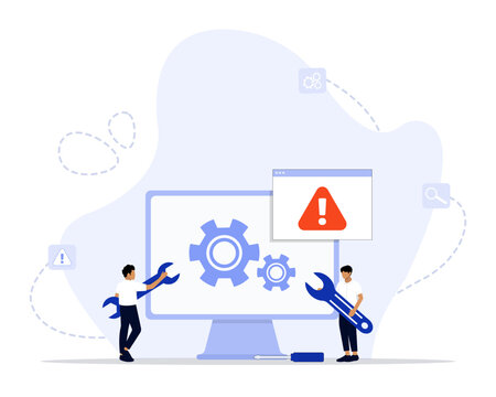 Computer troubleshooting concept vector illustration. Basic fixing problems guide, operating system checking, installing new software, network issue abstract metaphor, restore data.
