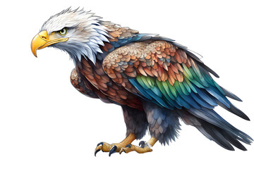 Obraz premium eagle colored watercolor illustration white background PNG 
