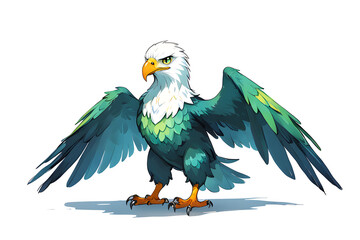 eagle colored watercolor illustration white background PNG  
